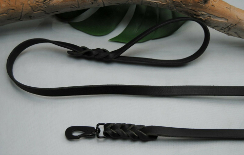 Lederleine Spezial geflochten 16mm x 3m mit Schlaufe schwarz